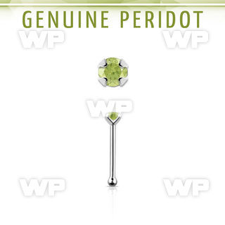 nbpge4 925 silver nose bone w a peridot stone