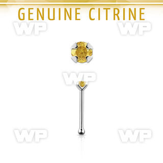 nbpge6 925 silver nose bone w a citrine stone