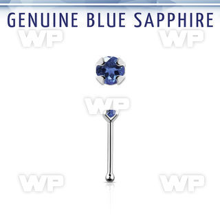 nbpge9 925 silver nose bone w a blue sapphire stone