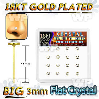 nd4aiey6 box w of silver 925 un bent nose stud 18k gold plated belly piercing