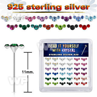 nf6h7jzy silver nose studs 22g crystals colors 36