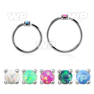 nho15 silver nose ring w 1.5mm synthetic opal casted prong set