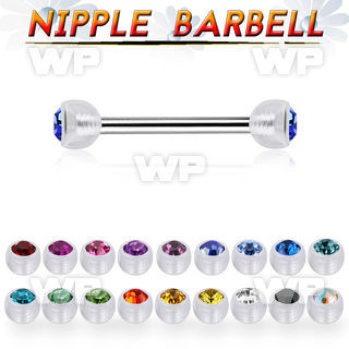 npajb4 steel nipple barbell w 5mm bio flex crystal balls