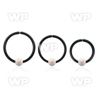 nr31blo black silver seamless nose hoop, 18g w 3mm opal ball