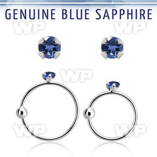 nrge9 925 silver nose hoop w 2mm prong set blue sapphire stone