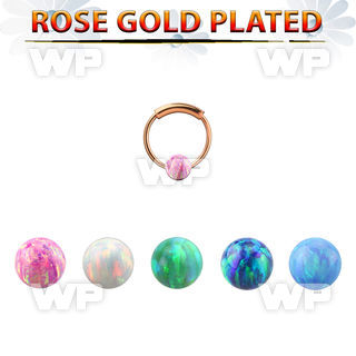 ns01rso rose gold silver endless nose hoop 3mm opal ball 8mm