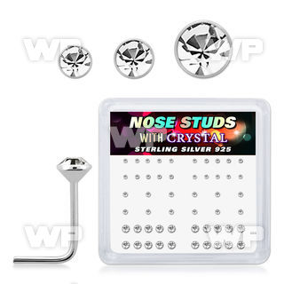 nsbxmc2 box w 52 silver nose studs w round clear crystals
