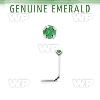 nspge10 925 silver nose stud w a emerald stone