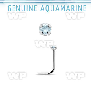 nspge8 925 silver nose stud w a aquamarine stone