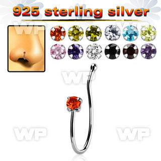 nvcl11 silver fake nose clip with 2mm prong set cz stone