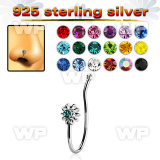 nvcl5 silver fake nose clip w sun shaped top w central crystal