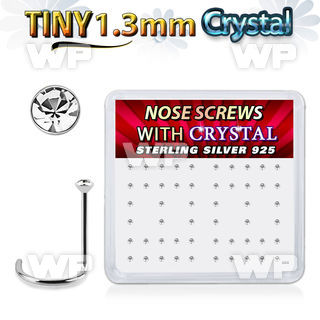 nw6cx box w 52 silver nose screws w tiny 1.25mm clear crystals