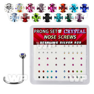 nwpbm box w 52 silver nose screws w set 1.5mm mix crystals