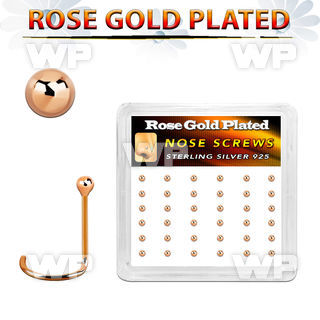 nwxrsb box w 52 rose gold plated silver nose screw w 1.5mm ball
