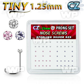 nwzbm12 box w 52 silver nose screws w prong set 1.25mm mix czs