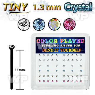 nyrb6xm black silver bend it nose studs with 1.25mm crystal