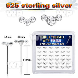 nzy6hjf6 silver nose studs 22g crystals 36