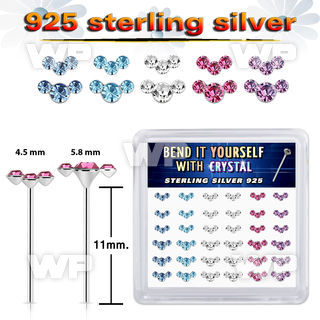 nzy6hjfj silver nose studs 22g crystals colors 36