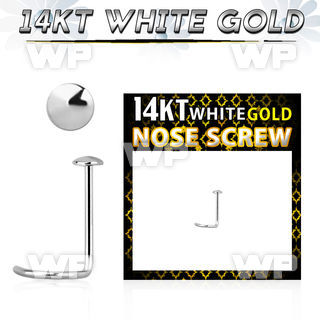 o3a1 14kt white gold nose screw 22g 0 6mm 2mm round top nose piercing
