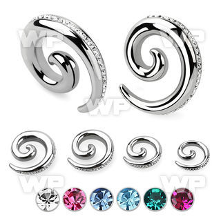 o3mijd surgical steel spiral coil taperferido glued multi crysta ear lobe piercing