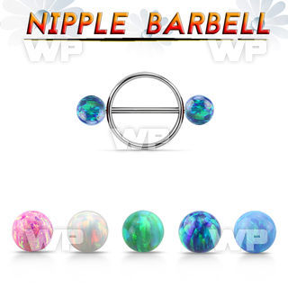opnpe6 316l steel round nipple shield w 6mm synthetic opal ball