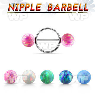 opnpe8 316l steel round nipple shield w 8mm synthetic opal ball