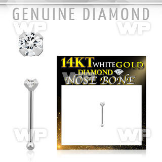 oum14e 14kt white gold nose bone prong set 1 5mm round real dia nose piercing