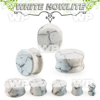 pgsnn double flared white howlite stone plug