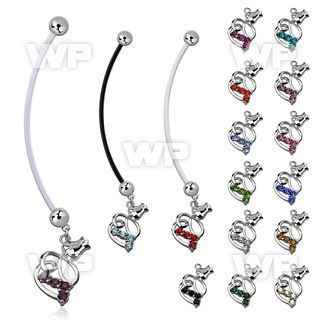 pnd510 pregnancy belly ring w dangling tulip flower 