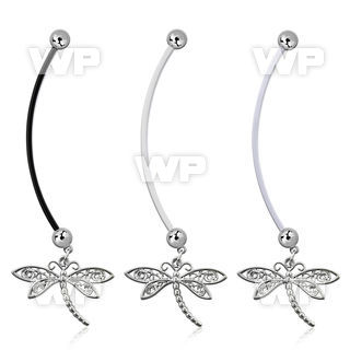 pnd566 pregnancy belly ring w dangling dragonfly 