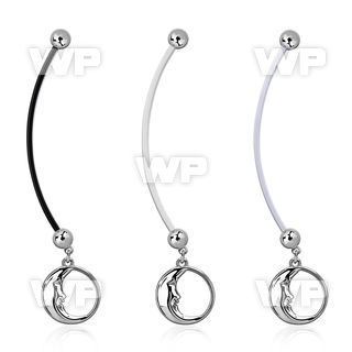 pnd733 pregnancy belly ring w dangling sleepy moon 