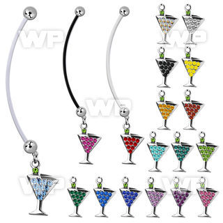 pndmar2 pregnancy belly ring w dangling crystal martini glass 