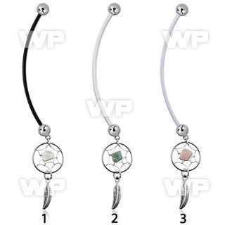 pndvd1 pregnancy belly ring w dangling silver dream catcher