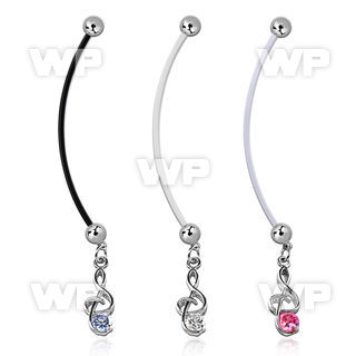 pndz370 pregnancy belly ring w dangling musical note w round cz