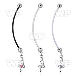 pndz410 pregnancy belly ring w dangling w a small prong set czs