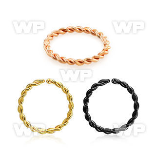 pvd plated steel seamless ring 18g w twisted wire design 