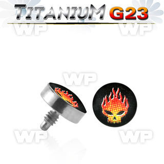 r7biee 4mm g23 titanium dermal anchor top flaming skull logo for belly piercing