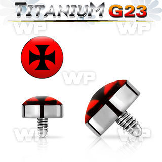 r7bik 4mm g23 titanium dermal anchor top iron cross logo for belly piercing