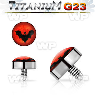 r7bit 4mm g23 titanium dermal anchor top bat logo on red backgr belly piercing