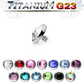 r7cd0 4mm flat shaped g23 titanium dermal top crystal for inter belly piercing