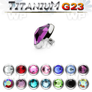 r7cds 5mm flat shaped g23 titanium dermal top crystal for inter belly piercing