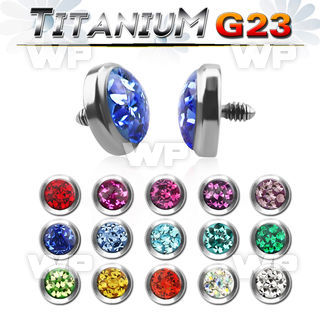 r7das6 5mm g23 titanium dermal top ferido glued multi crystals surface piercing