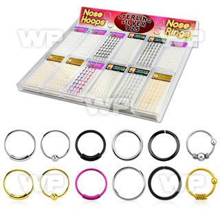 ra7uxe silver nose ring s in 12 small containers of 40 units of nose piercing