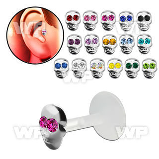 rai39 bio flex tragus piercing 1 2mm silver 925 top in skull tragus piercing
