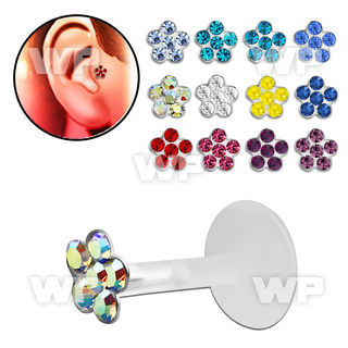 rai3e9 bio flex tragus piercing 1 2mm silver 925 top crystal tragus piercing