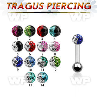 railw surgical steel tragus piercing 1 2mm 3mm multi crystal tragus piercing