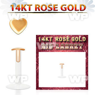 rbiht bio flex labret w 14kt rose gold top w a 2.5mm heart top