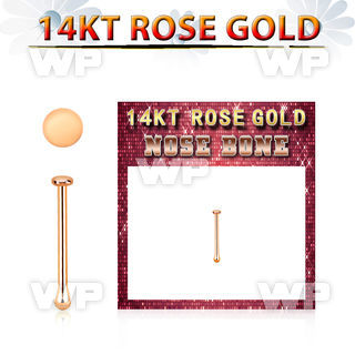 rbrd1 14kt rose gold nose bone, 22g w 1mm small round flat top