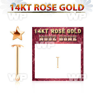 rbst 14kt rose gold nose bone w a 2.5mm gold star shaped top