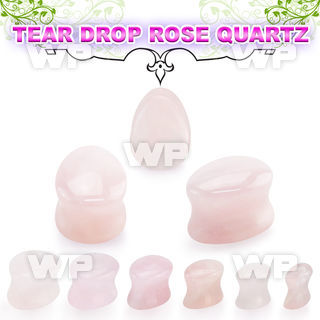 ri34 rose quartz double flared saddle plug teardrop shape